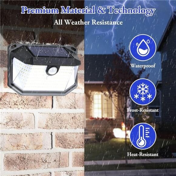 Solar Outdoor Wall Lights Motion Sensor Security 2 Pack Waterproof Bright - Picture 5 of 7